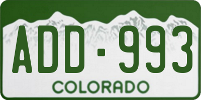 CO license plate ADD993