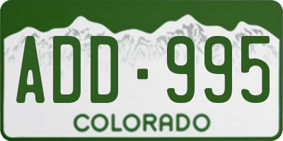 CO license plate ADD995