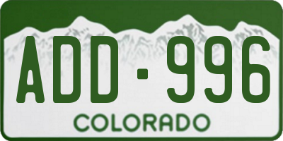 CO license plate ADD996