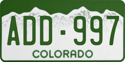 CO license plate ADD997