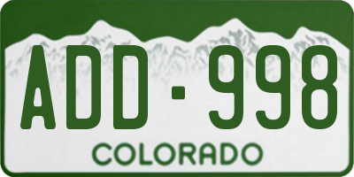 CO license plate ADD998