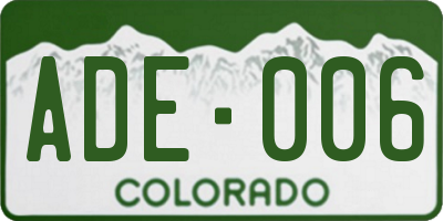 CO license plate ADE006