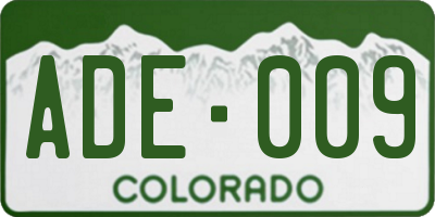 CO license plate ADE009
