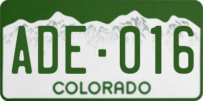 CO license plate ADE016