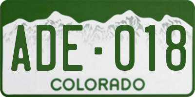 CO license plate ADE018