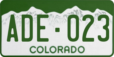 CO license plate ADE023