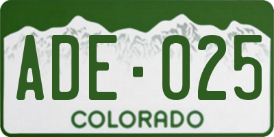 CO license plate ADE025