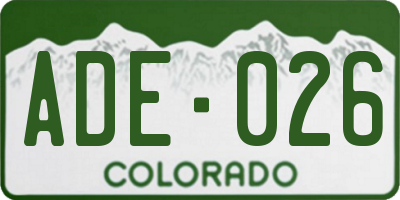 CO license plate ADE026
