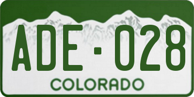 CO license plate ADE028