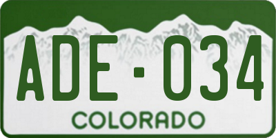 CO license plate ADE034