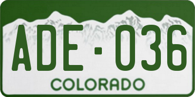 CO license plate ADE036