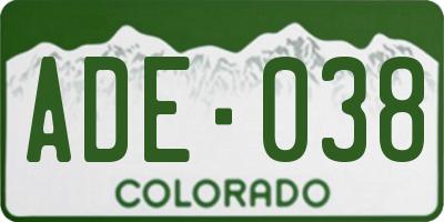 CO license plate ADE038