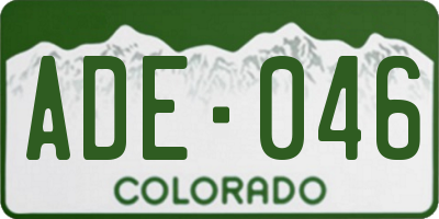 CO license plate ADE046