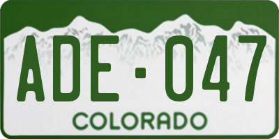 CO license plate ADE047