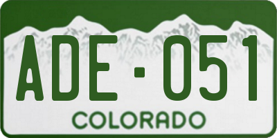 CO license plate ADE051
