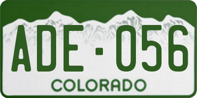 CO license plate ADE056