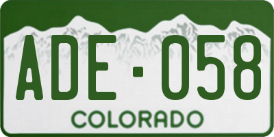 CO license plate ADE058