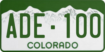 CO license plate ADE100