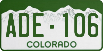 CO license plate ADE106
