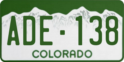 CO license plate ADE138