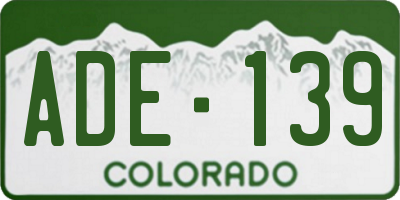 CO license plate ADE139