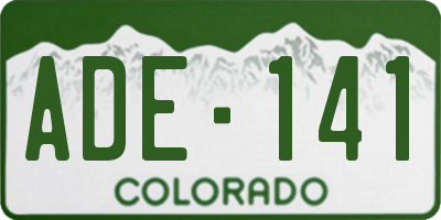 CO license plate ADE141