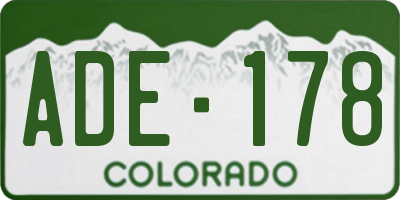 CO license plate ADE178