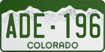 CO license plate ADE196