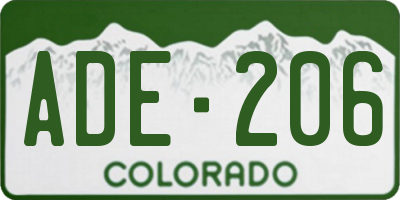 CO license plate ADE206