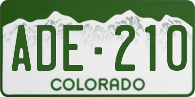 CO license plate ADE210
