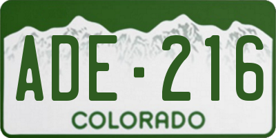 CO license plate ADE216