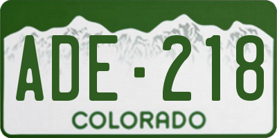 CO license plate ADE218