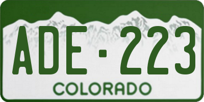 CO license plate ADE223
