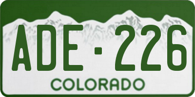 CO license plate ADE226