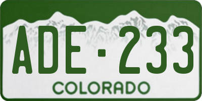 CO license plate ADE233