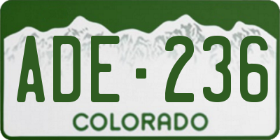 CO license plate ADE236