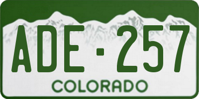 CO license plate ADE257