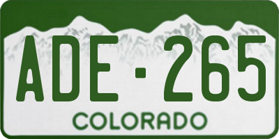 CO license plate ADE265