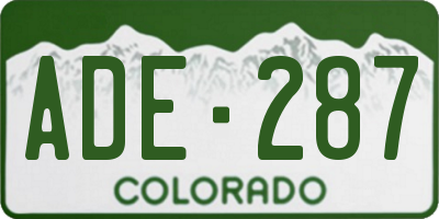 CO license plate ADE287