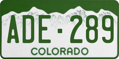 CO license plate ADE289