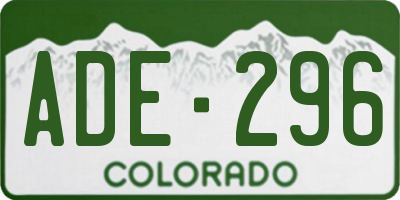 CO license plate ADE296