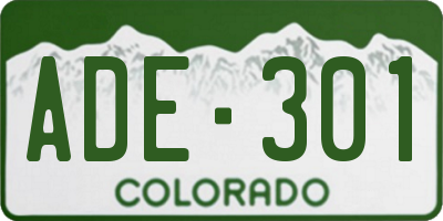CO license plate ADE301