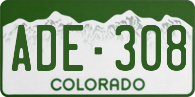 CO license plate ADE308