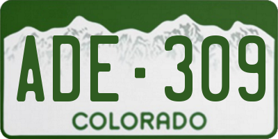 CO license plate ADE309
