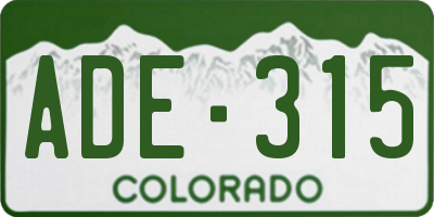 CO license plate ADE315