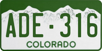 CO license plate ADE316