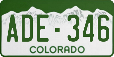 CO license plate ADE346