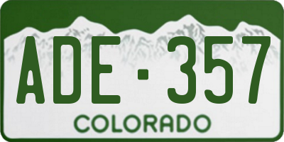 CO license plate ADE357