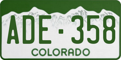CO license plate ADE358