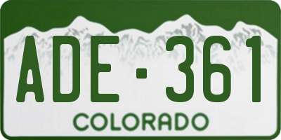 CO license plate ADE361